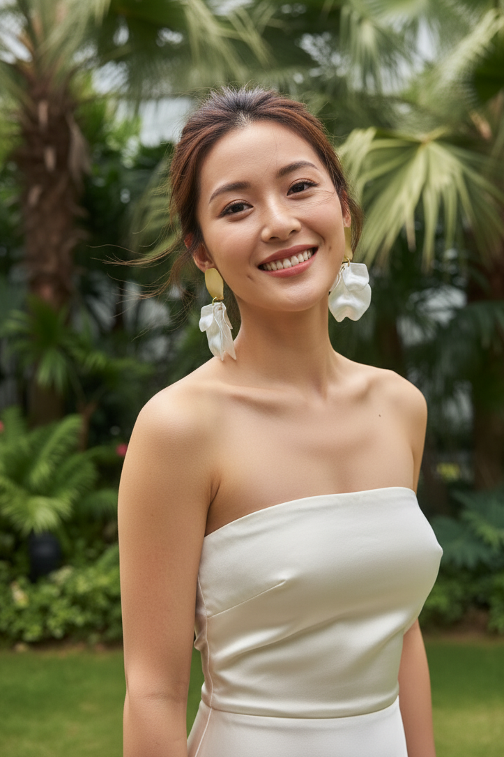 Bông tai statement bảng to màu trắng thời trang Hity