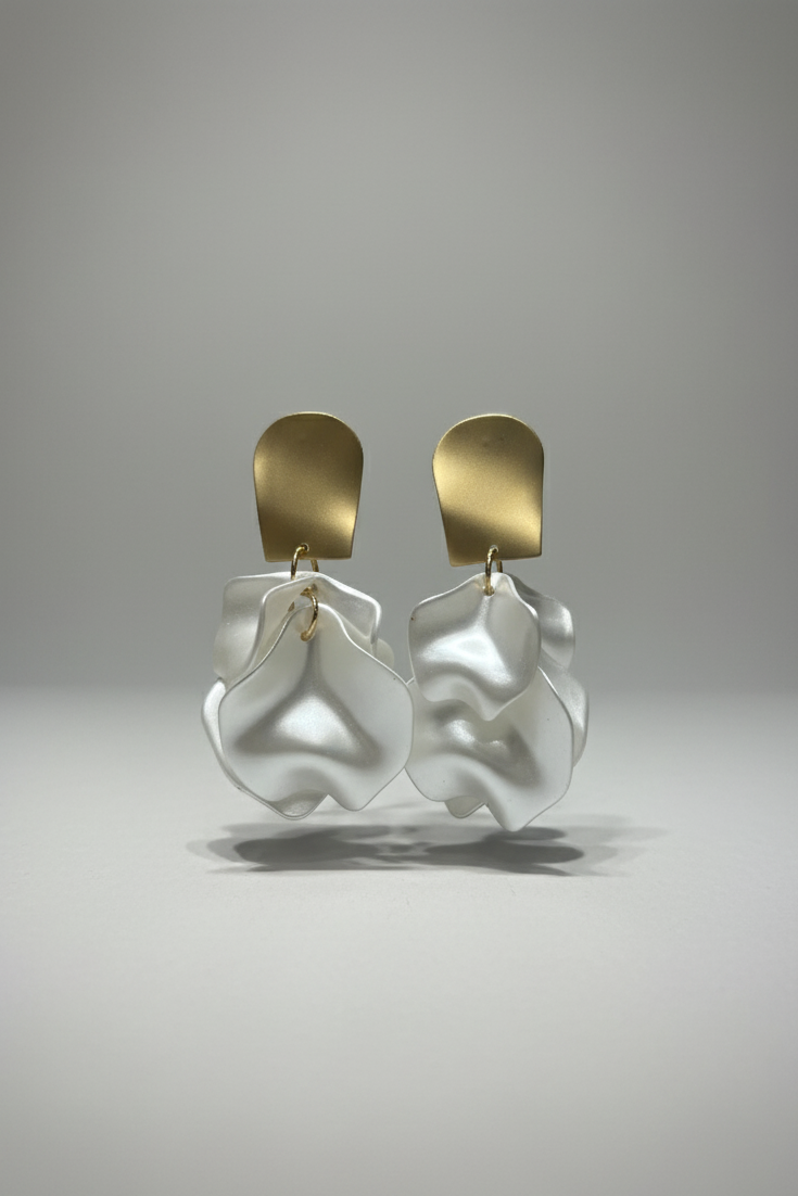 Bông tai statement bảng to màu trắng thời trang Hity