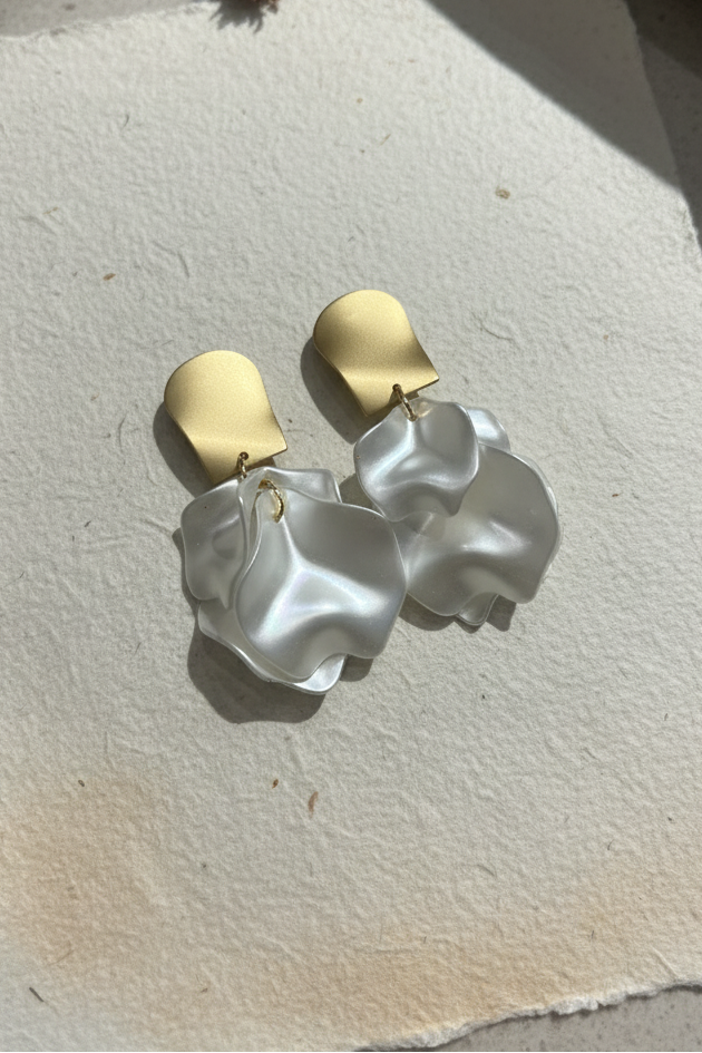 Bông tai statement bảng to màu trắng thời trang Hity