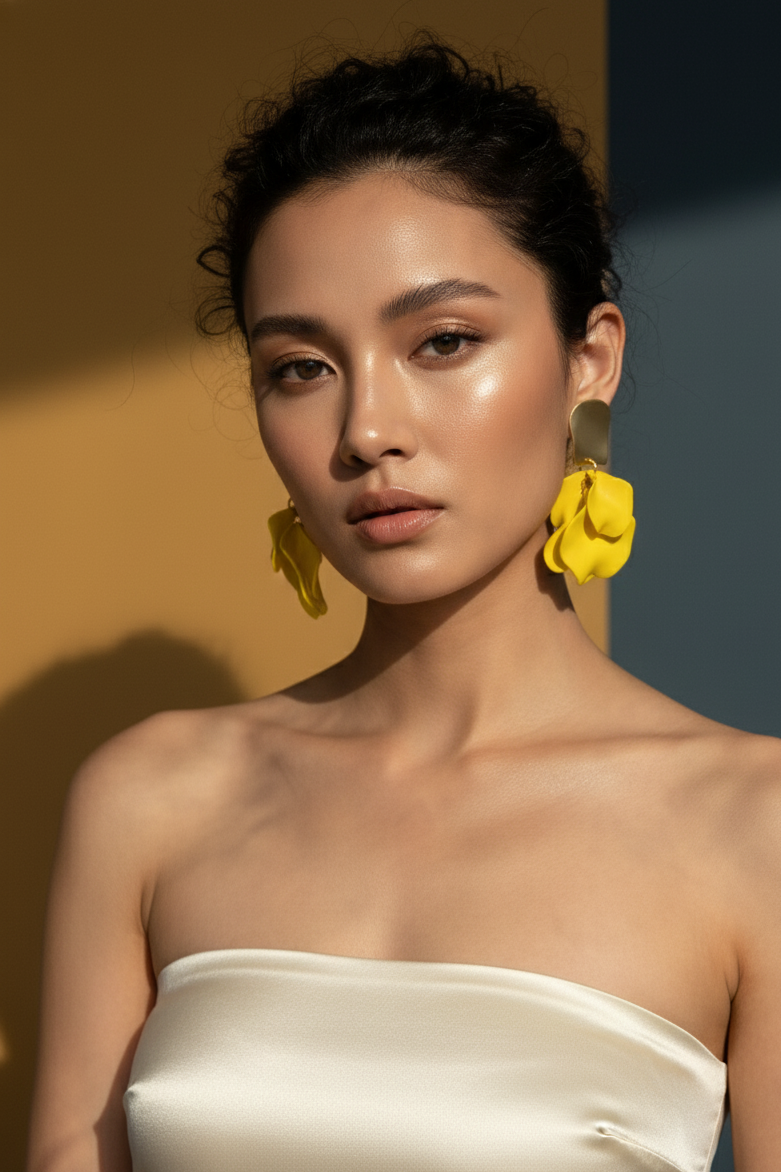 Bông tai bảng to vàng nắng tropical lifestyle thời trang Hity