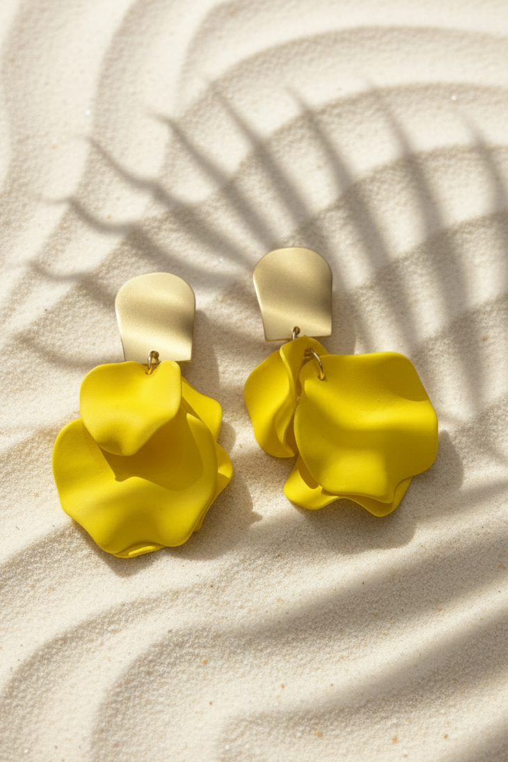 Bông tai bảng to vàng nắng tropical lifestyle thời trang Hity