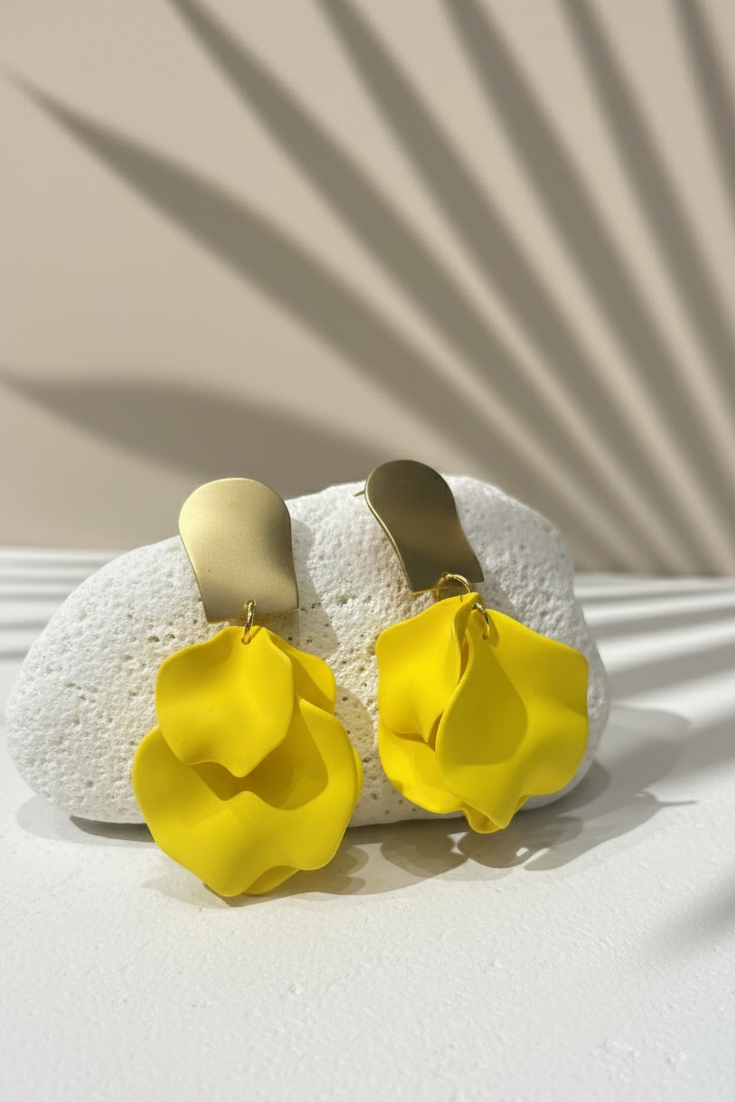 Bông tai bảng to vàng nắng tropical lifestyle thời trang Hity