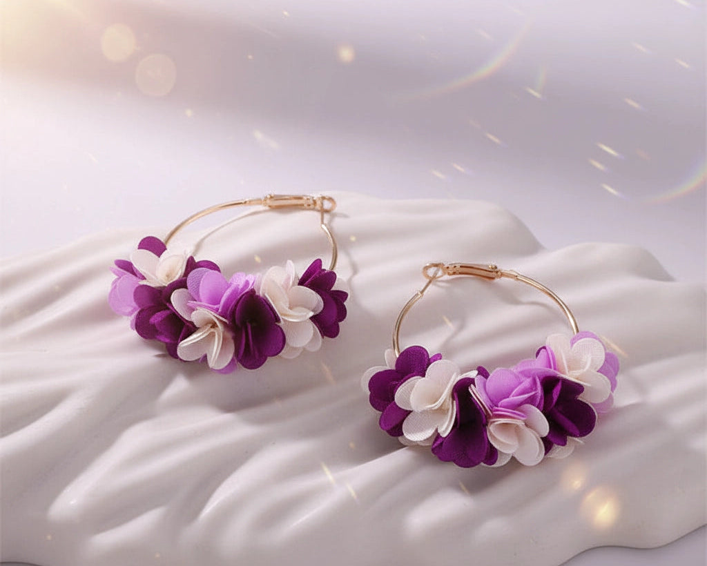 Bông tai tròn hoa tím thời trang Hity