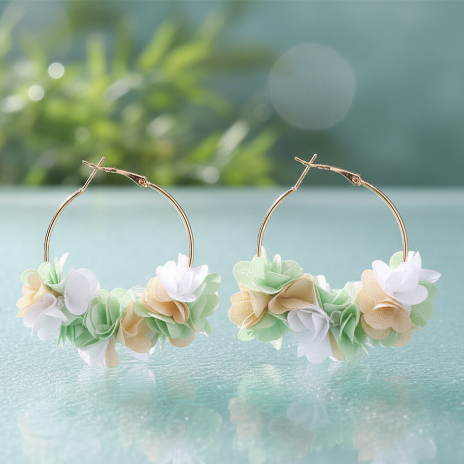 Bông tai tròn hoa xanh thời trang Hity