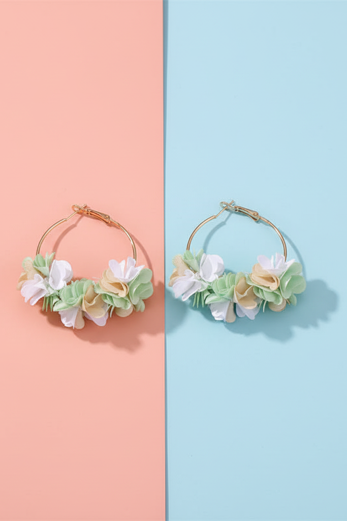 Bông tai tròn hoa xanh thời trang Hity