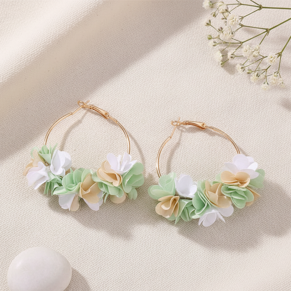 Bông tai tròn hoa xanh thời trang Hity