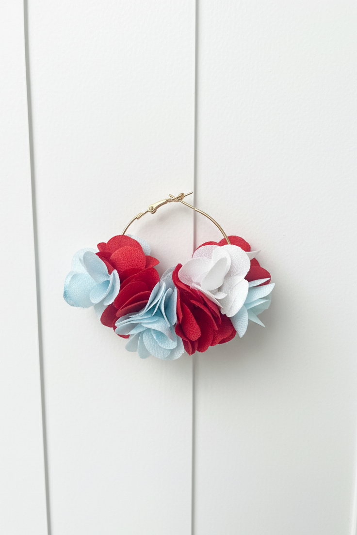 Bông tai tròn cánh hoa đỏ thời trang Hity