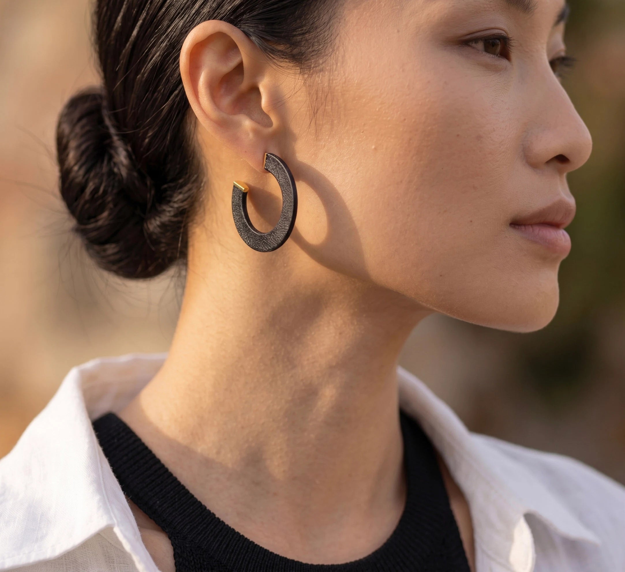 Bông tai handmade thủ công cuộn chỉ đen thời trang Hity