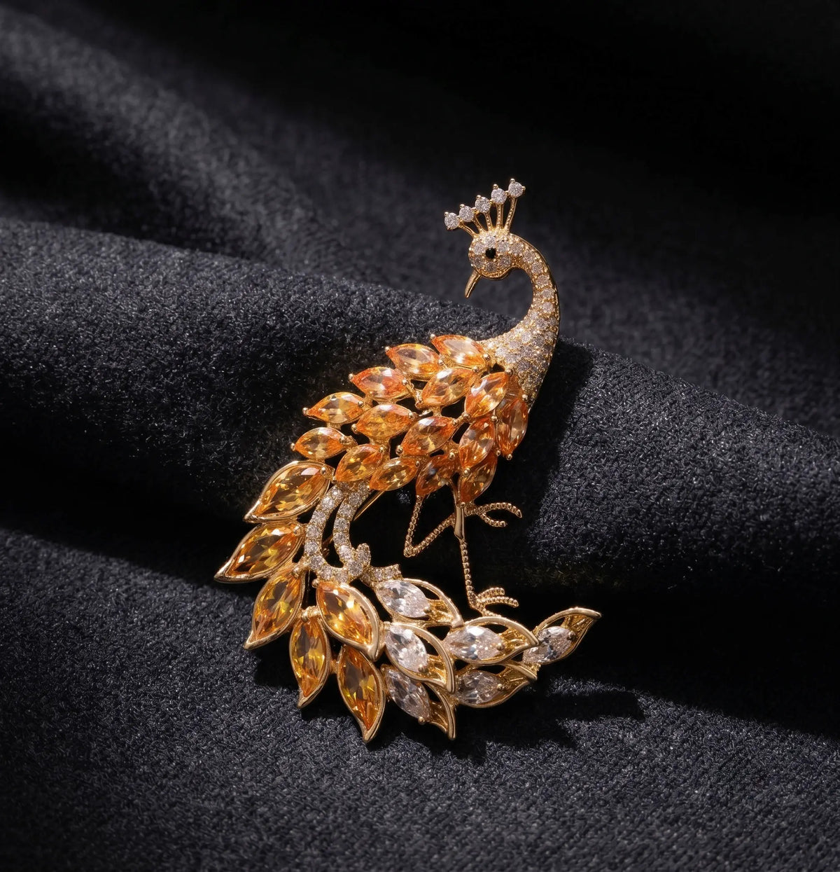 Cài áo chim công đính đá zirconia thời trang Hity