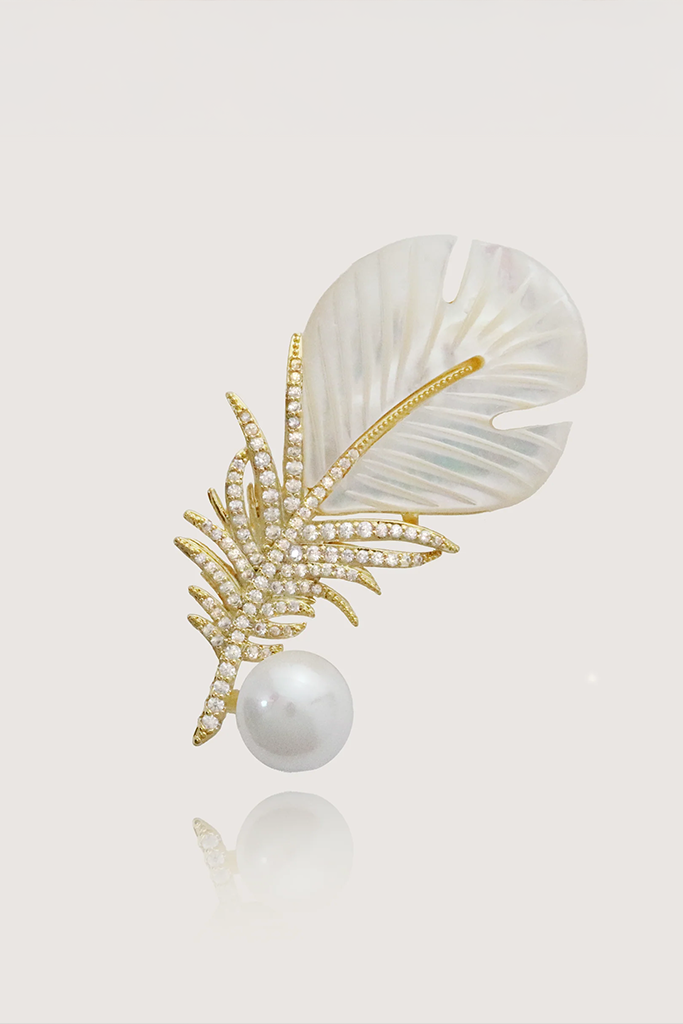 Cài áo xà cừ đính ngọc trai baroque thời trang Hity