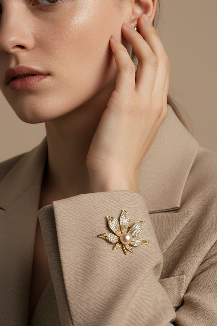 Cài áo vest đính ngọc trai baroque thời trang Hity