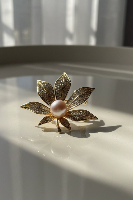 Cài áo vest đính ngọc trai baroque thời trang Hity