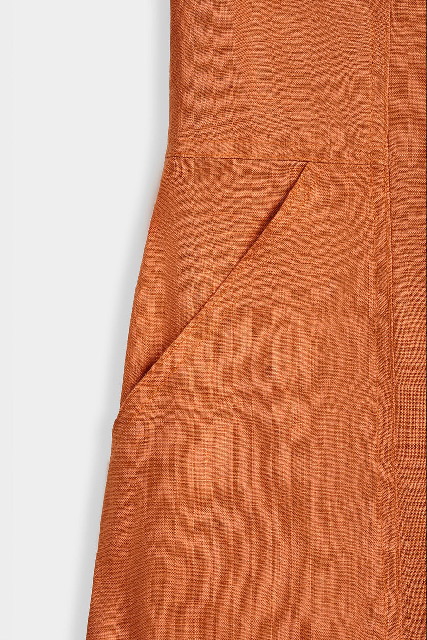 Đầm ôm chữ A linen cam thời trang Hity