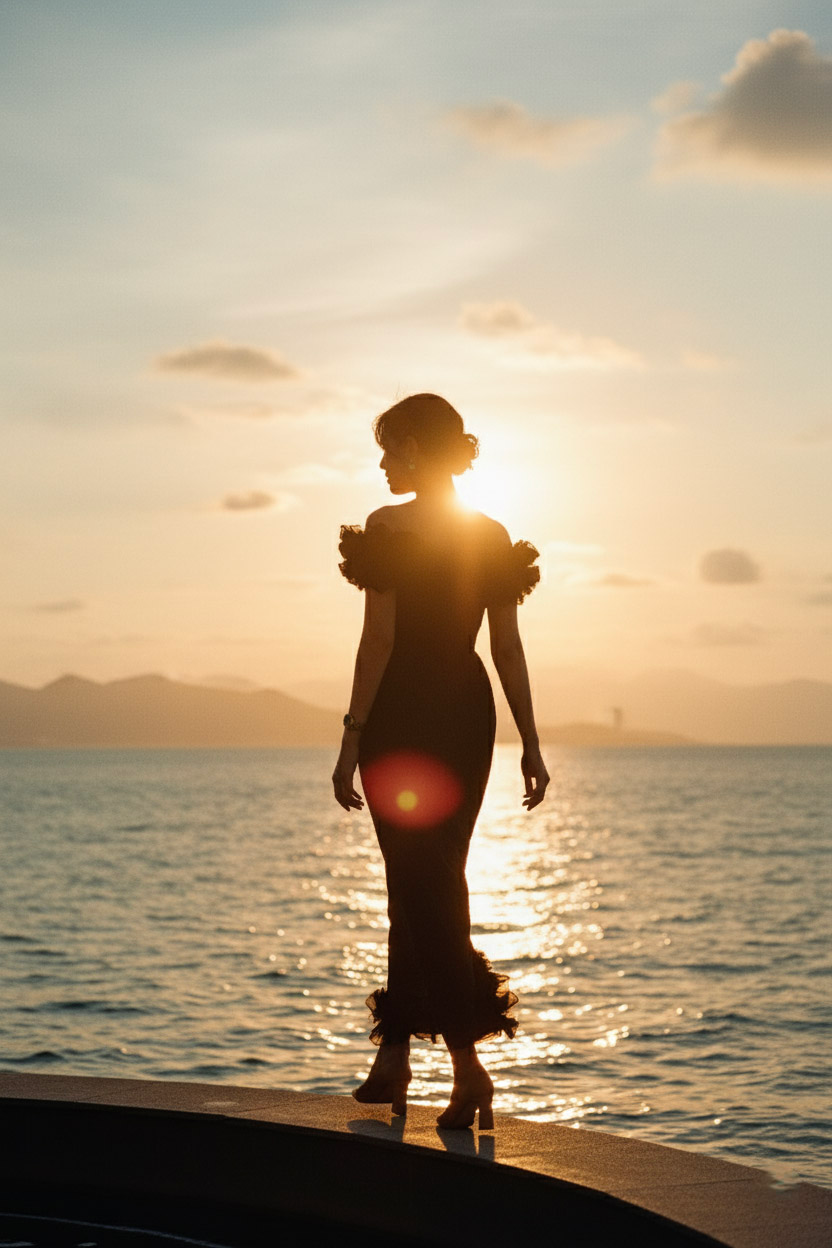 Đầm maxi trễ vai đi tiệc organza đen thời trang Hity