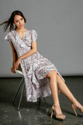 Đầm đắp vạt lụa satin da beo thời trang Hity