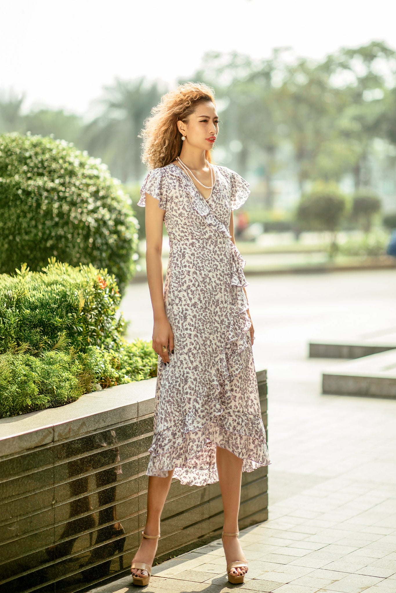 Đầm đắp vạt lụa satin da beo thời trang Hity