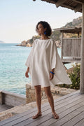Đầm Kaftan áo choàng linen trắng thời trang Hity