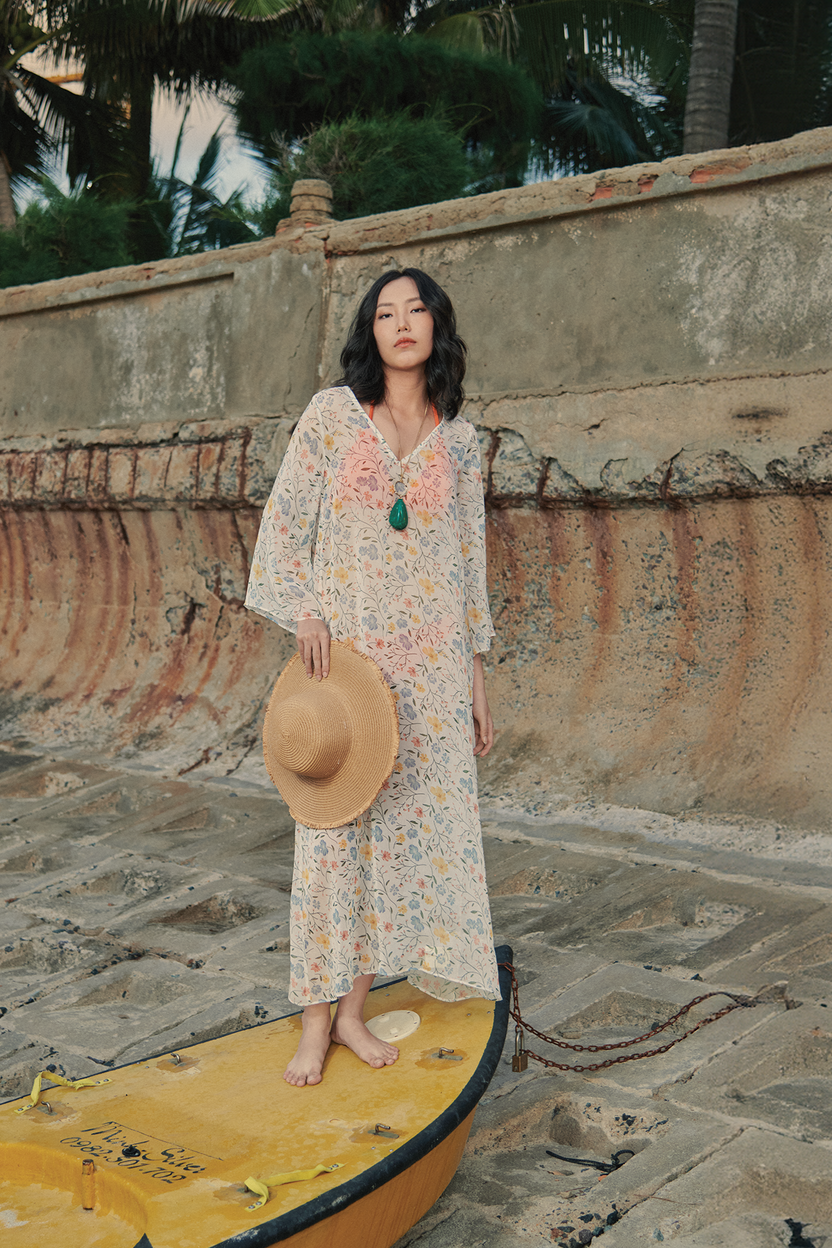 Áo choàng kaftan đi biển thời trang Hity