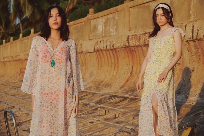 Đầm maxi 2 dây hoa nhí vàng thời trang Hity