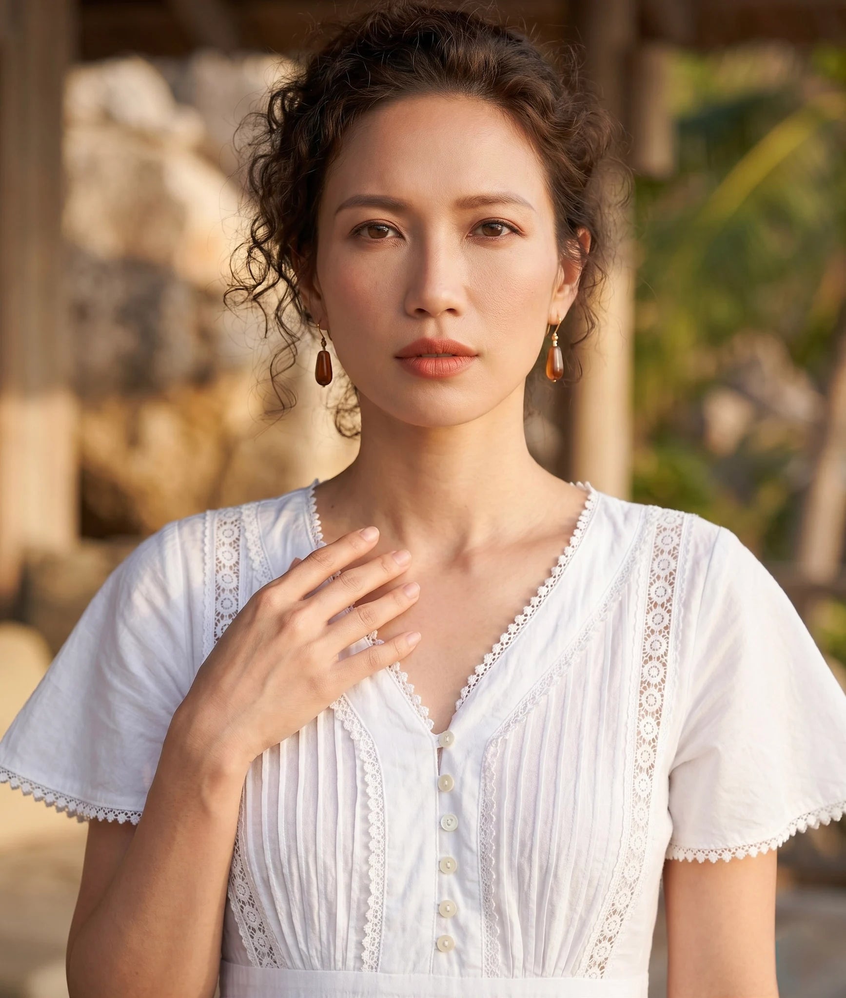 Đầm maxi đi biển cotton trắng thời trang Hity