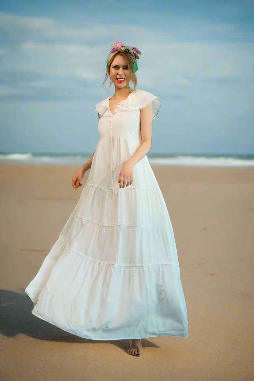 Đầm maxi cotton trắng thời trang Hity