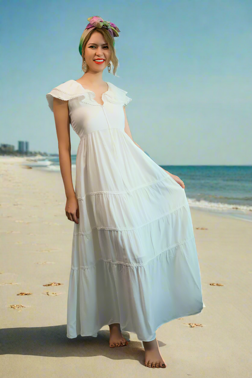 Đầm maxi cotton trắng thời trang Hity