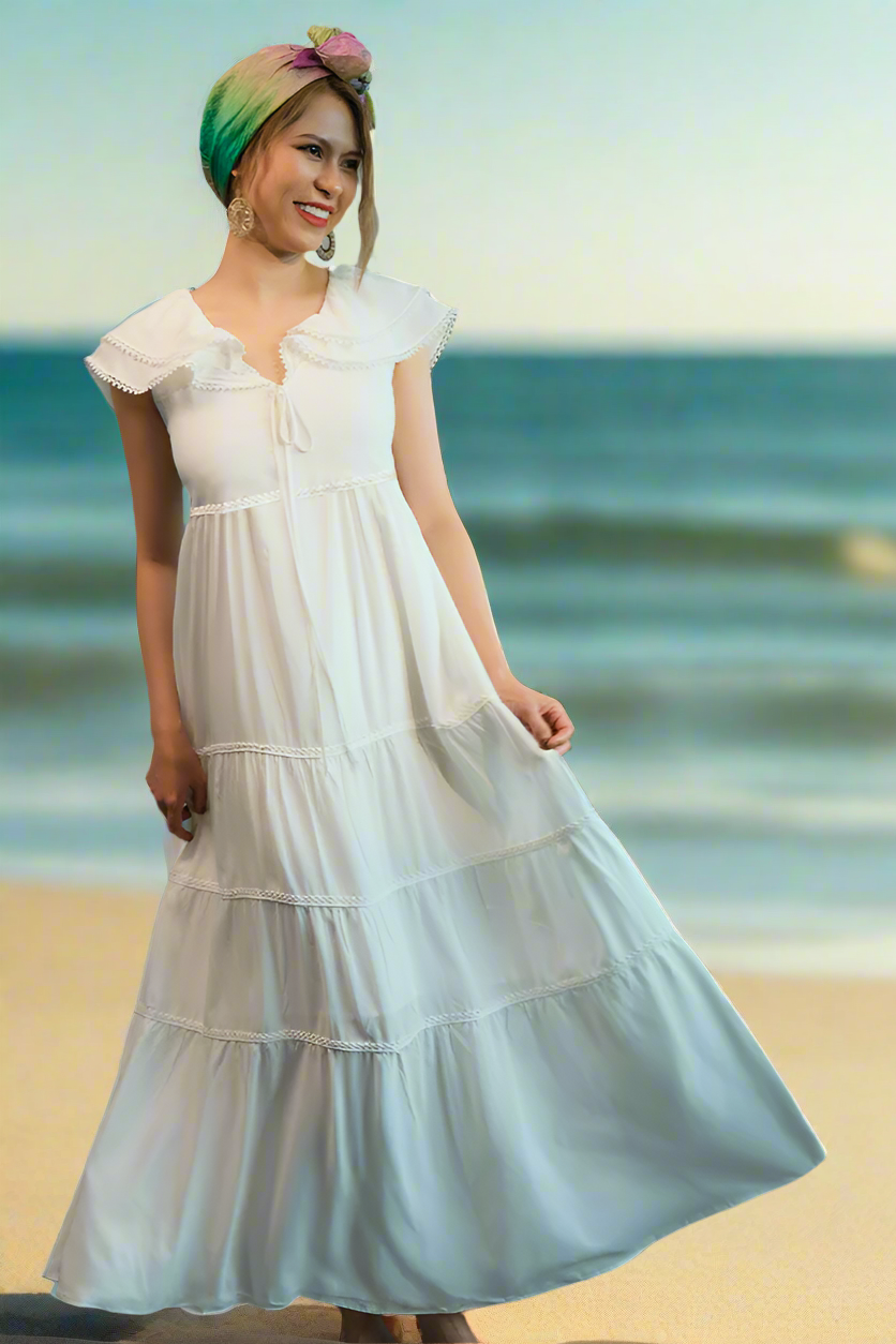 Đầm maxi cotton trắng thời trang Hity