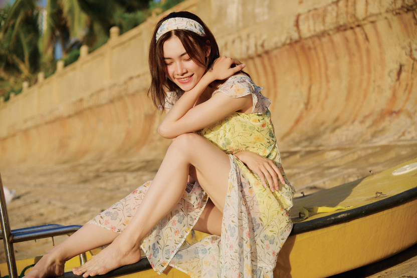 Đầm maxi 2 dây hoa nhí vàng thời trang Hity