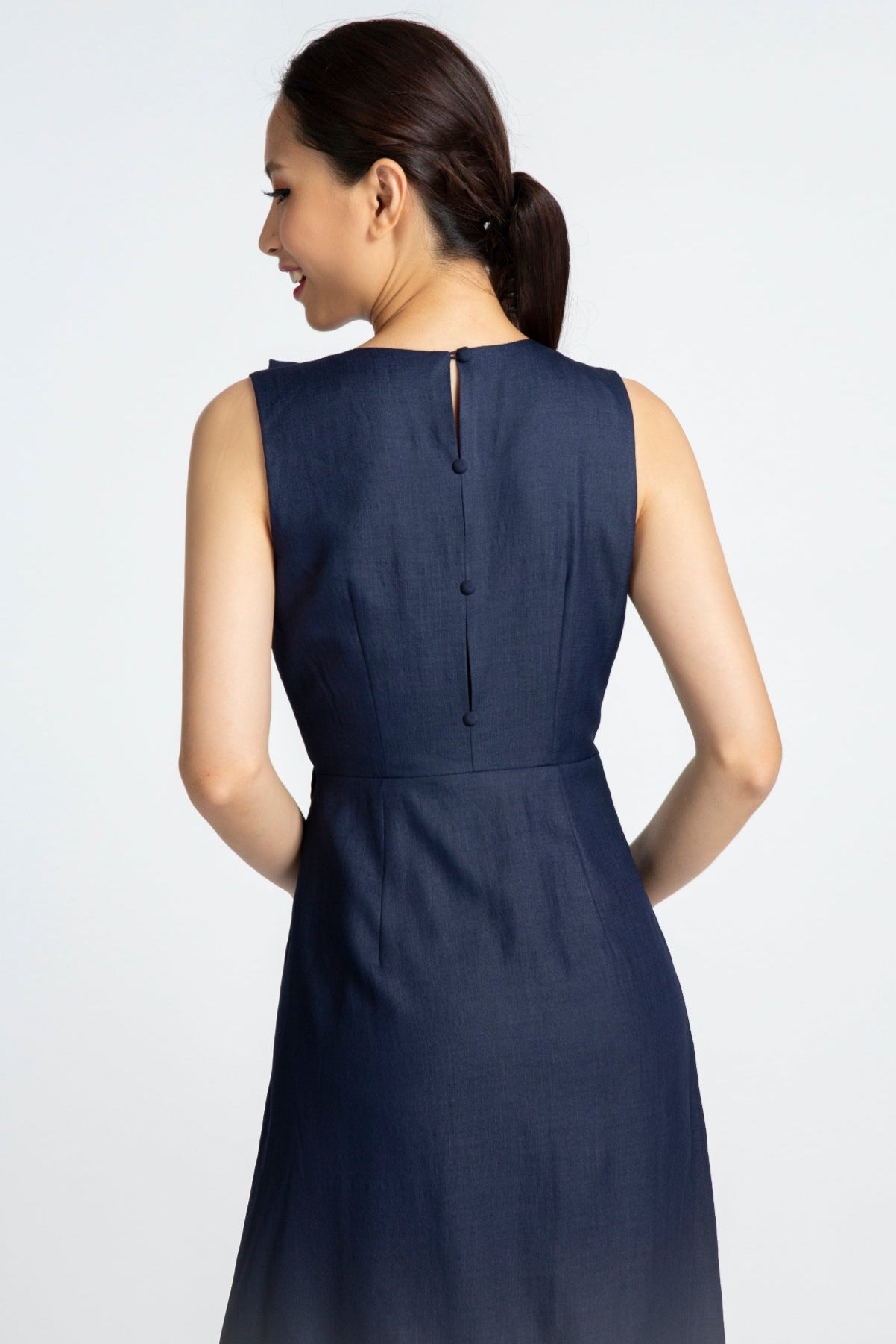 Đầm maxi đắp vạt xanh hải quân thời trang Hity