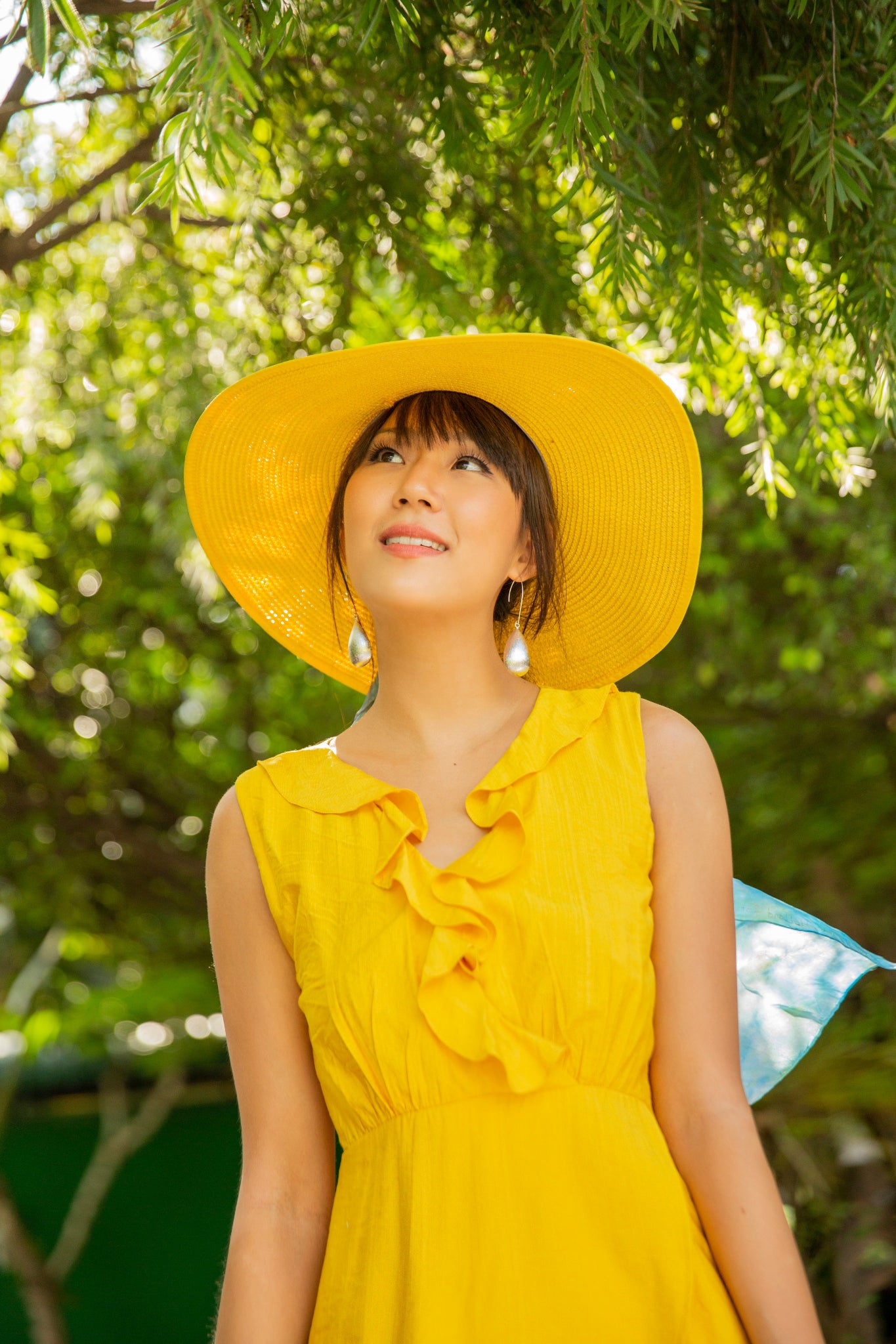 Đầm maxi sát nách linen cotton vàng thời trang Hity