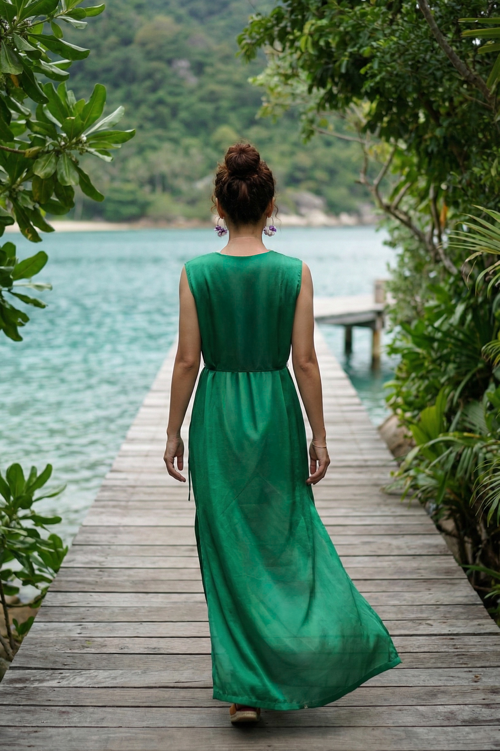 Đầm maxi lụa tơ tằm thêu tay thời trang Hity