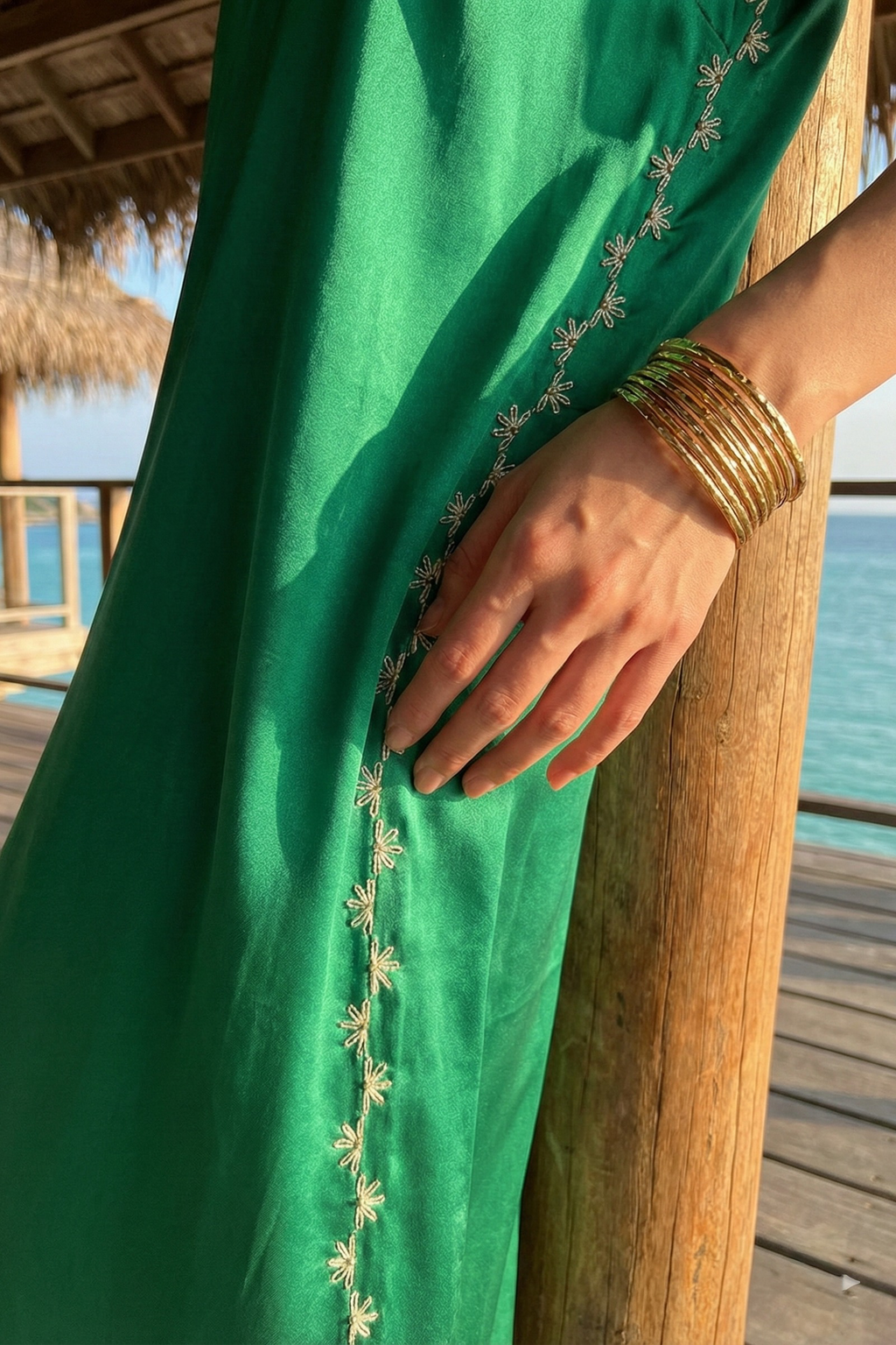 Đầm maxi lụa tơ tằm thêu tay thời trang Hity