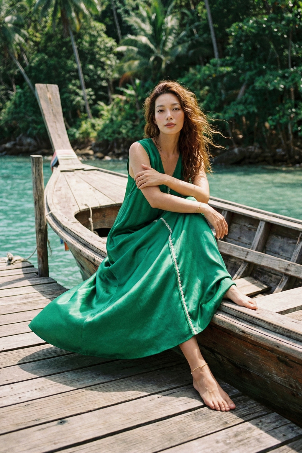 Đầm maxi lụa tơ tằm thêu tay thời trang Hity