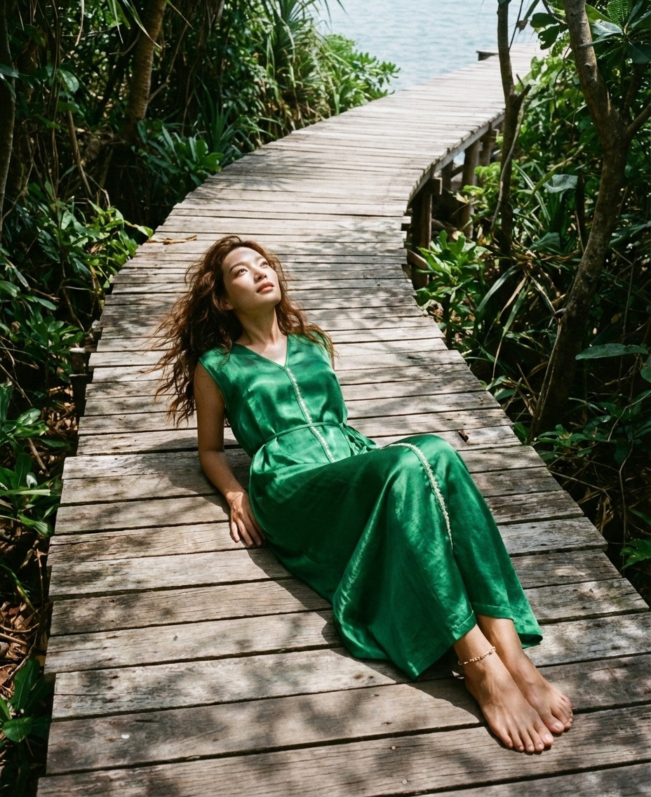 Đầm maxi lụa tơ tằm thêu tay thời trang Hity