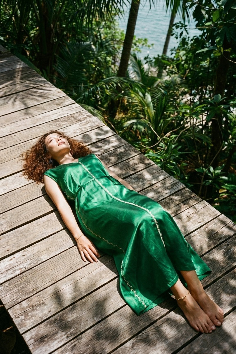 Đầm maxi lụa tơ tằm thêu tay thời trang Hity