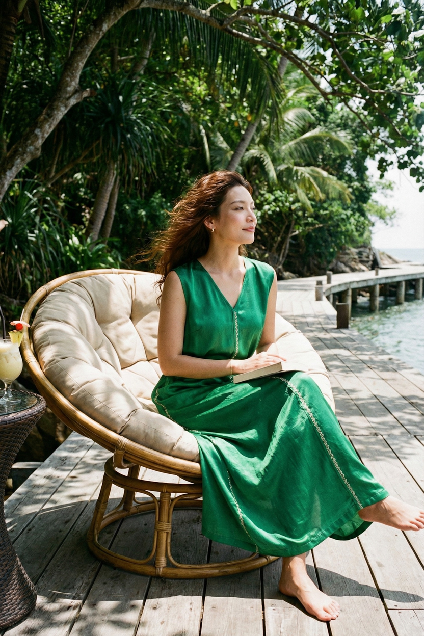 Đầm maxi lụa tơ tằm thêu tay thời trang Hity