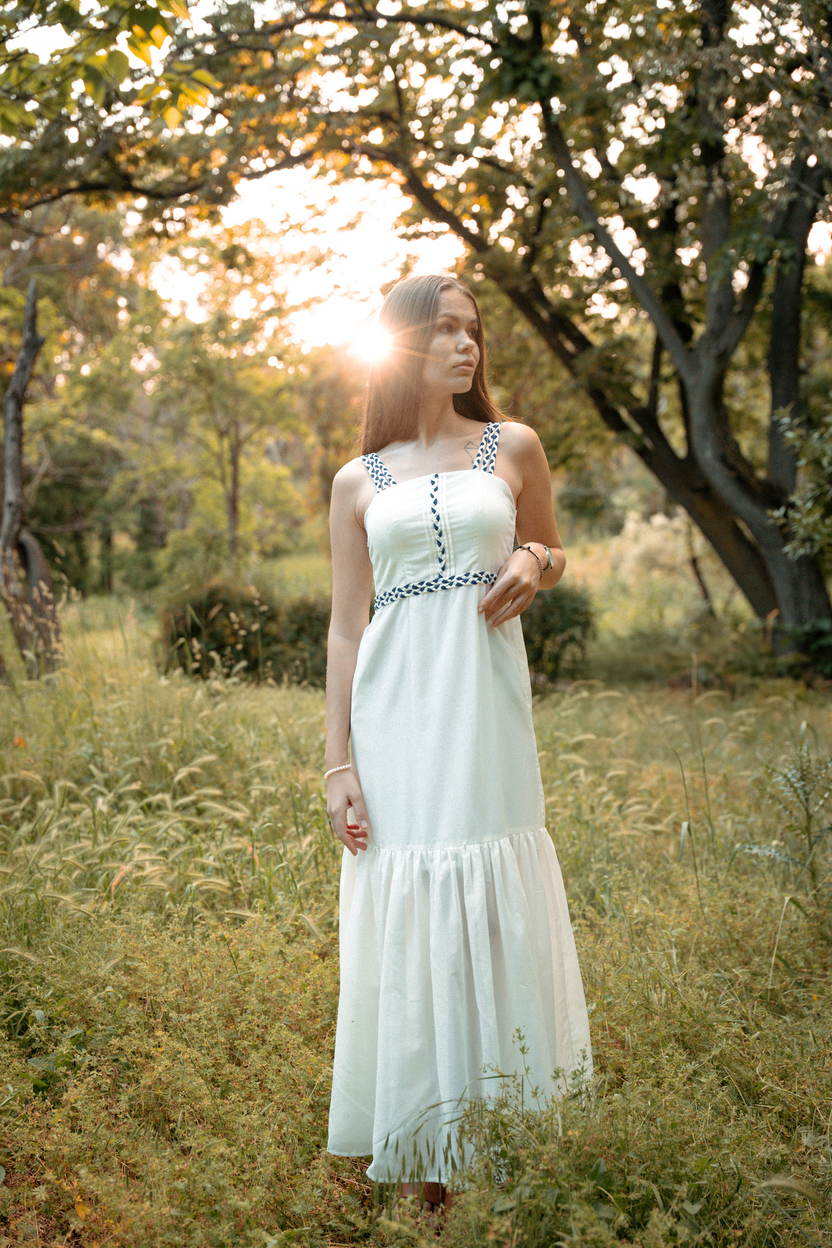 Đầm maxi trắng hai dây cotton thời trang Hity