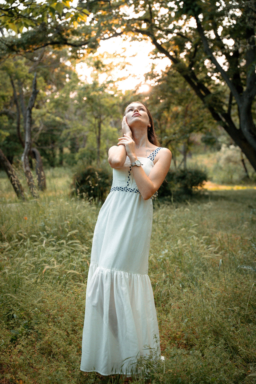 Đầm maxi trắng hai dây cotton thời trang Hity