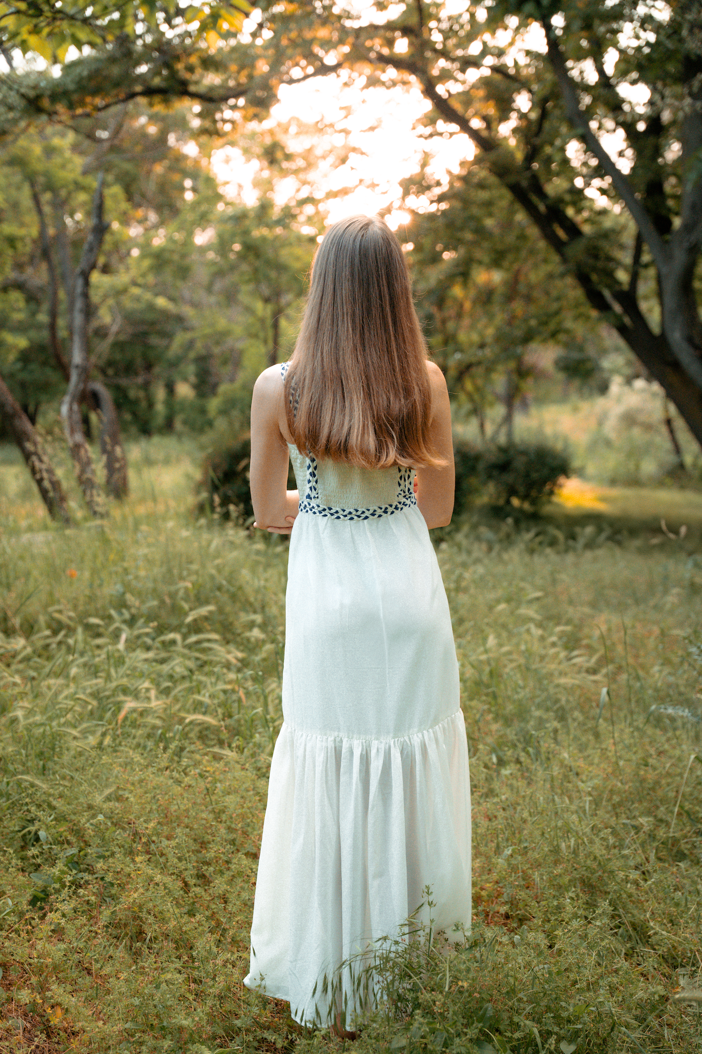 Đầm maxi trắng hai dây cotton thời trang Hity