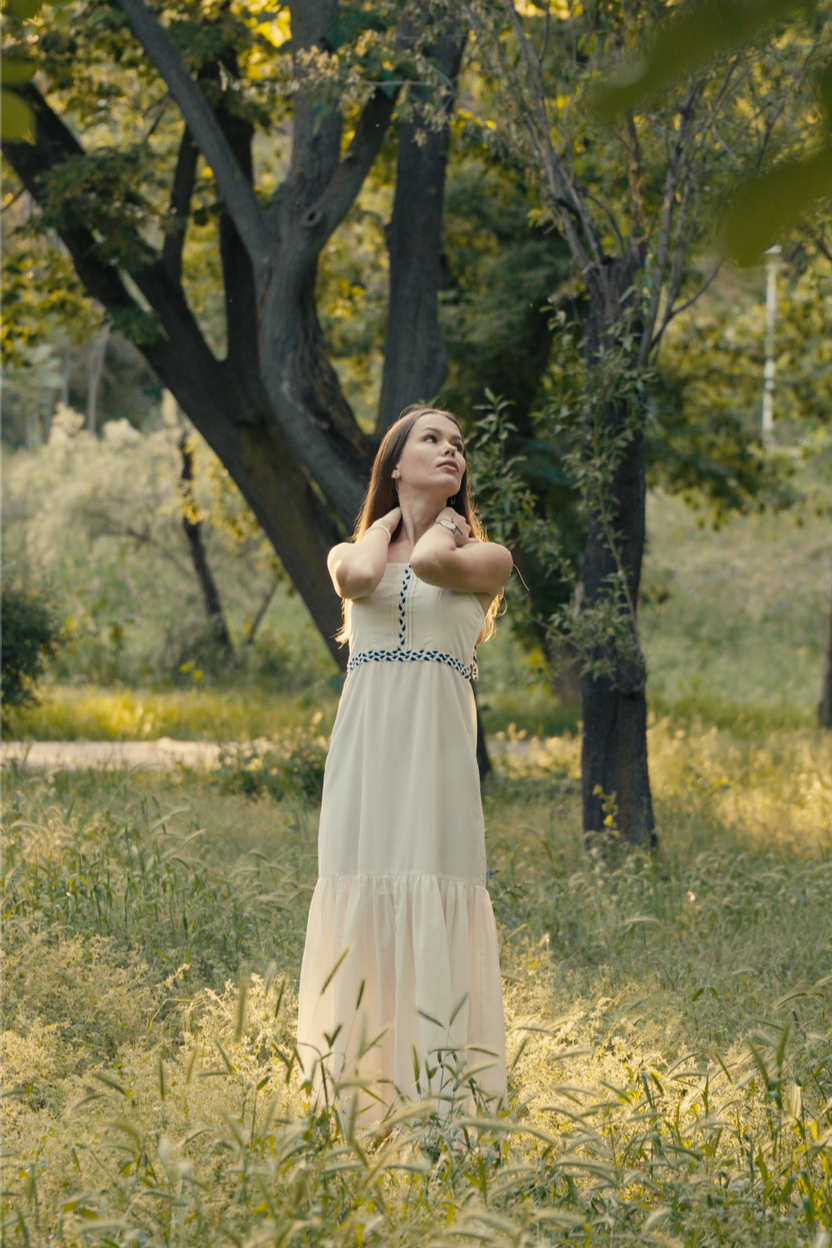 Đầm maxi trắng hai dây cotton thời trang Hity