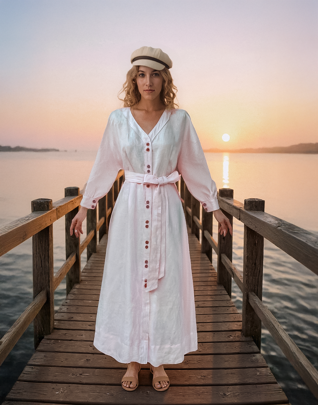 Đầm midi chữ A linen thời trang Hity