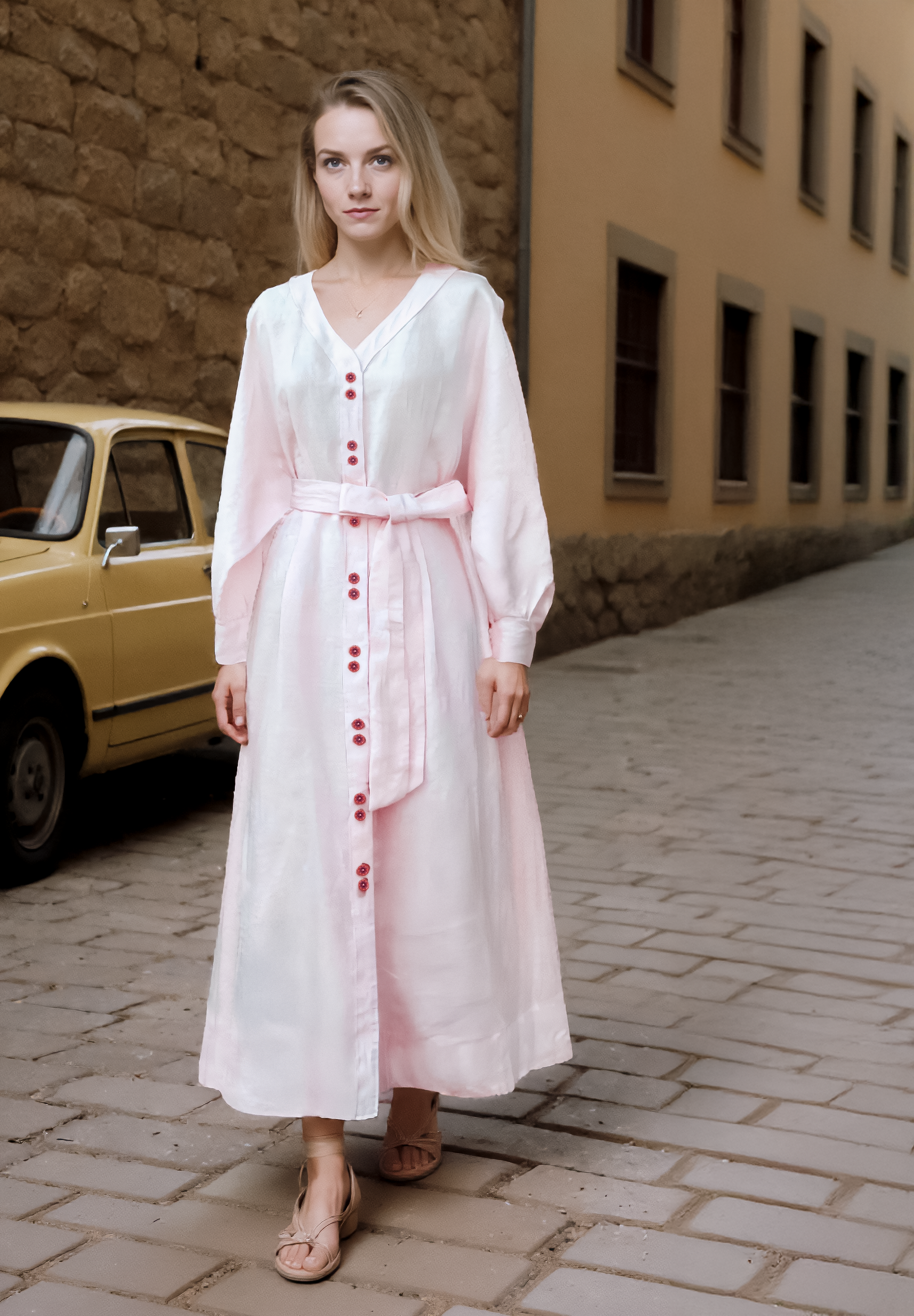 Đầm midi chữ A linen thời trang Hity