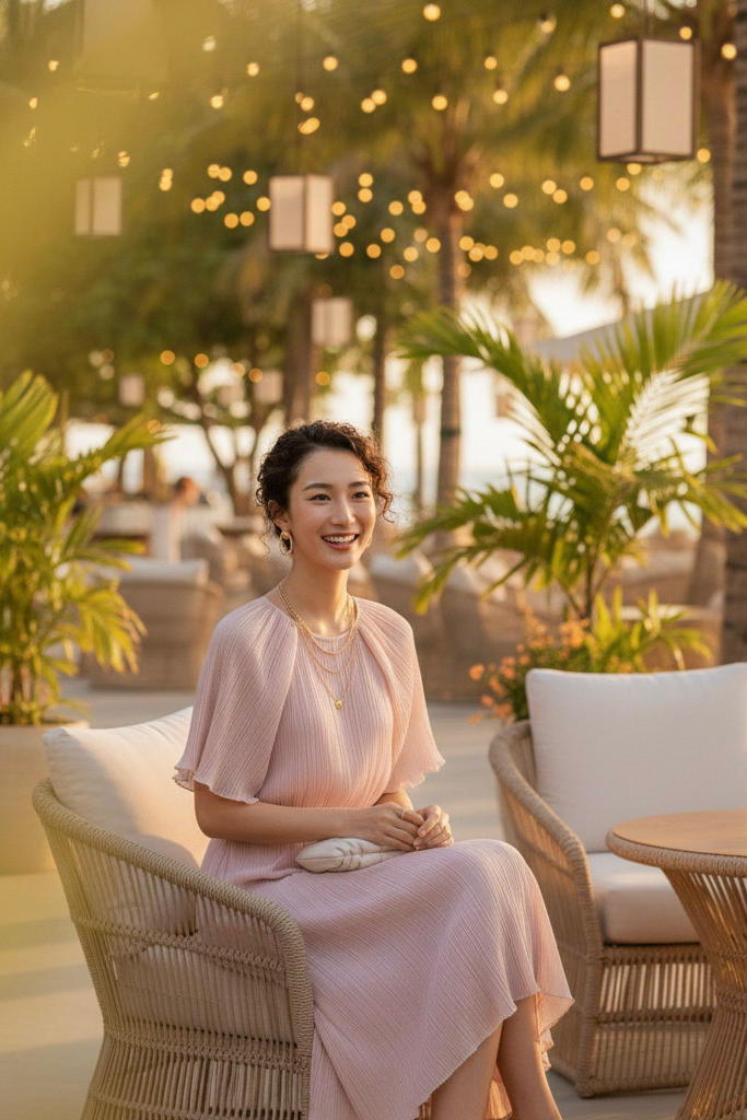 Đầm midi dập ly hồng pastel thời trang Hity