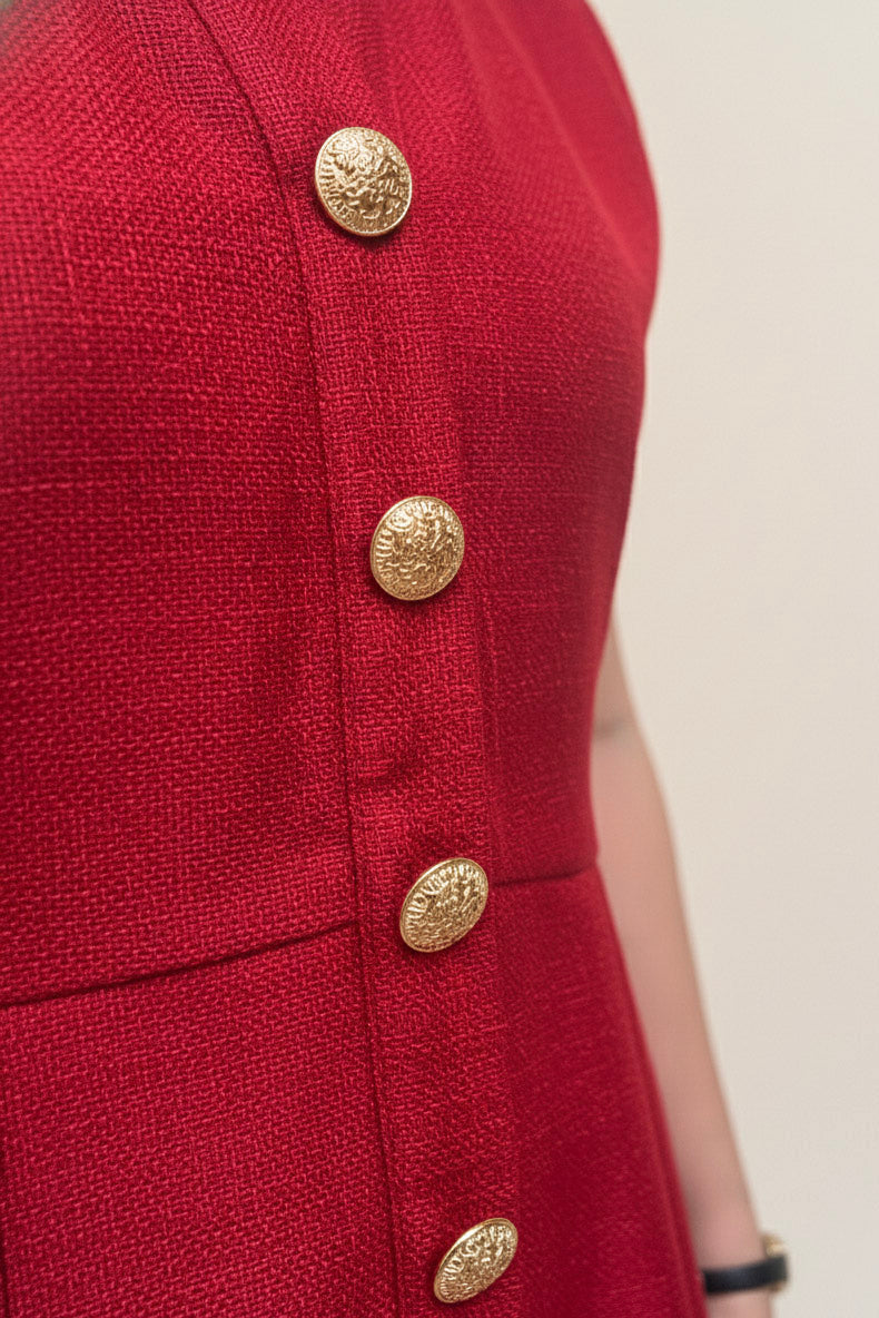 Đầm ôm body tweed đỏ thời trang Hity