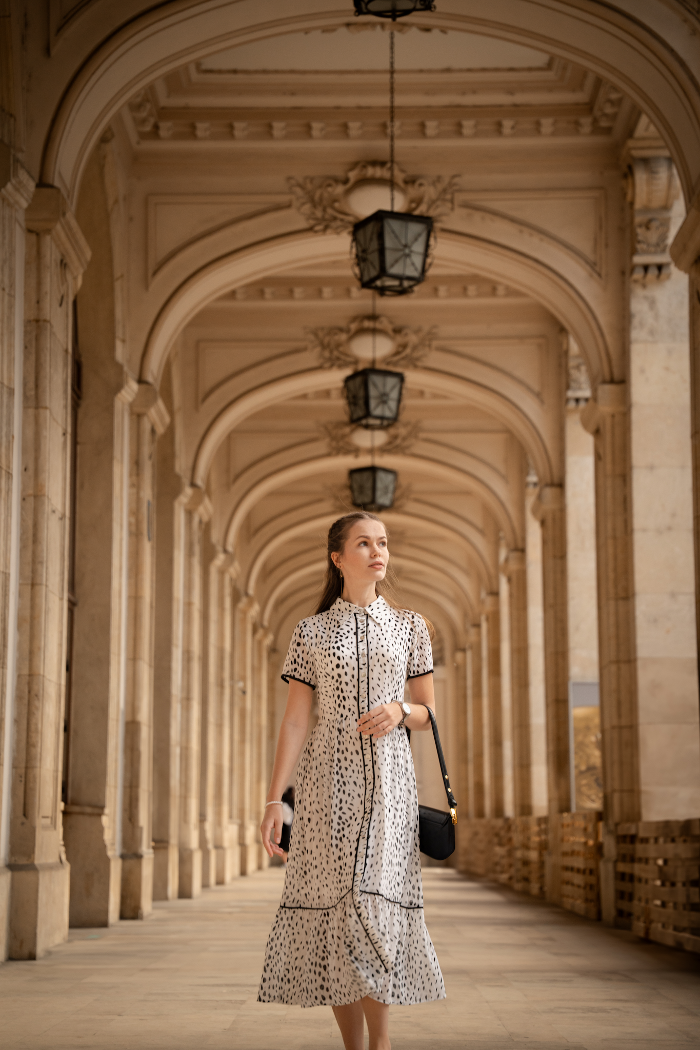 Đầm sơ mi chấm bi vintage thời trang Hity