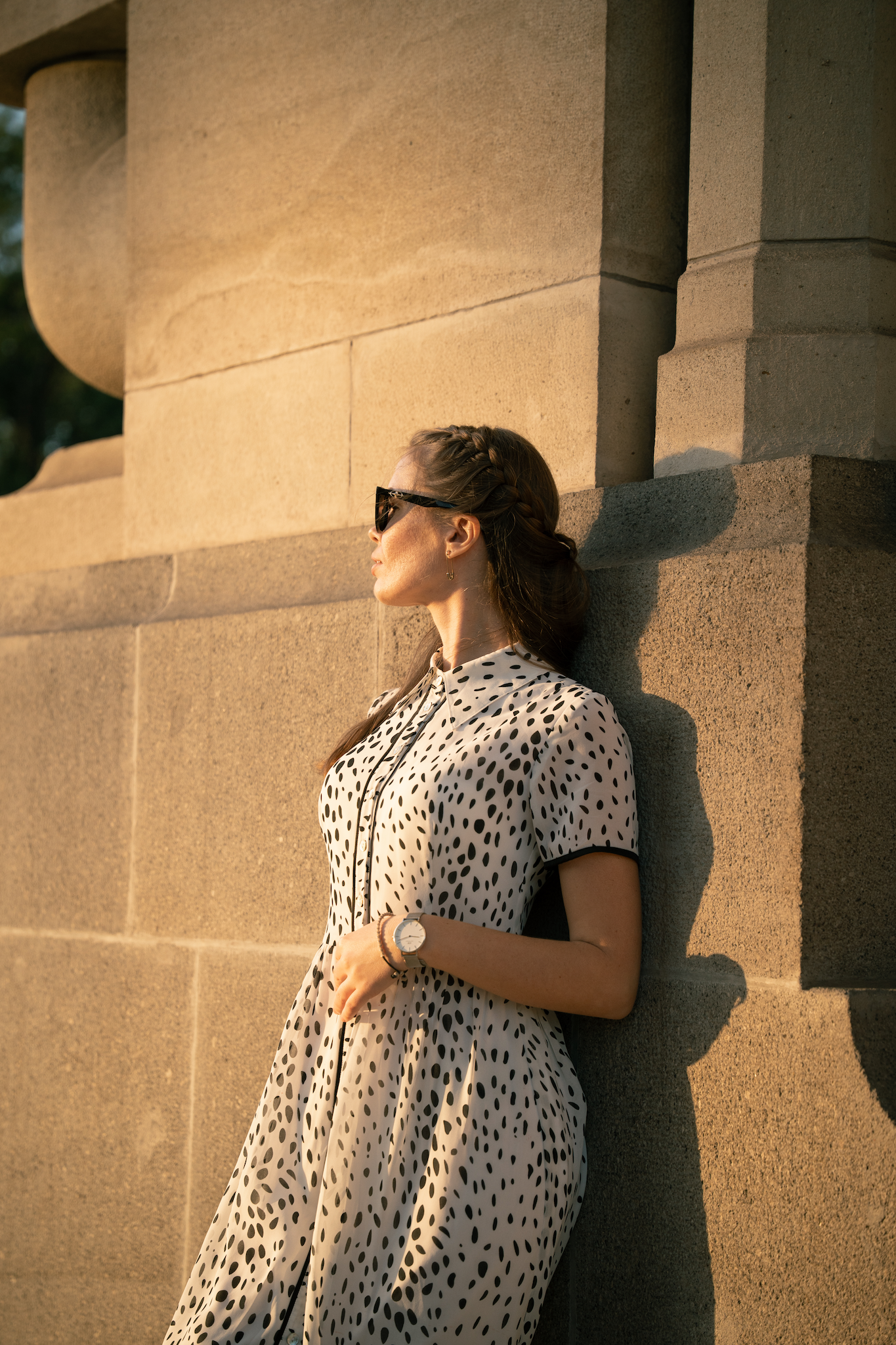 Đầm sơ mi chấm bi vintage thời trang Hity