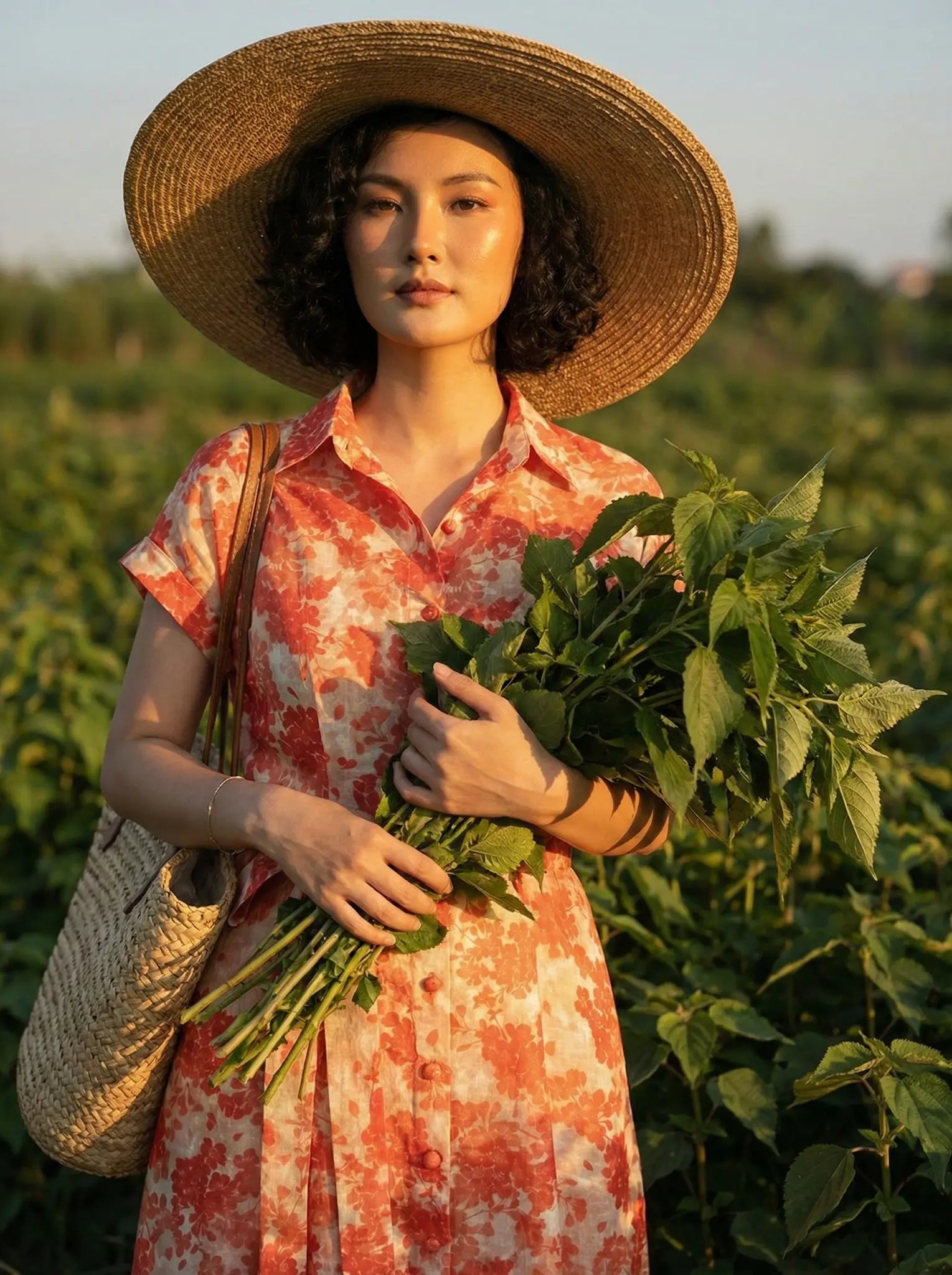 Đầm sơ mi vải gai xanh ramie thời trang Hity