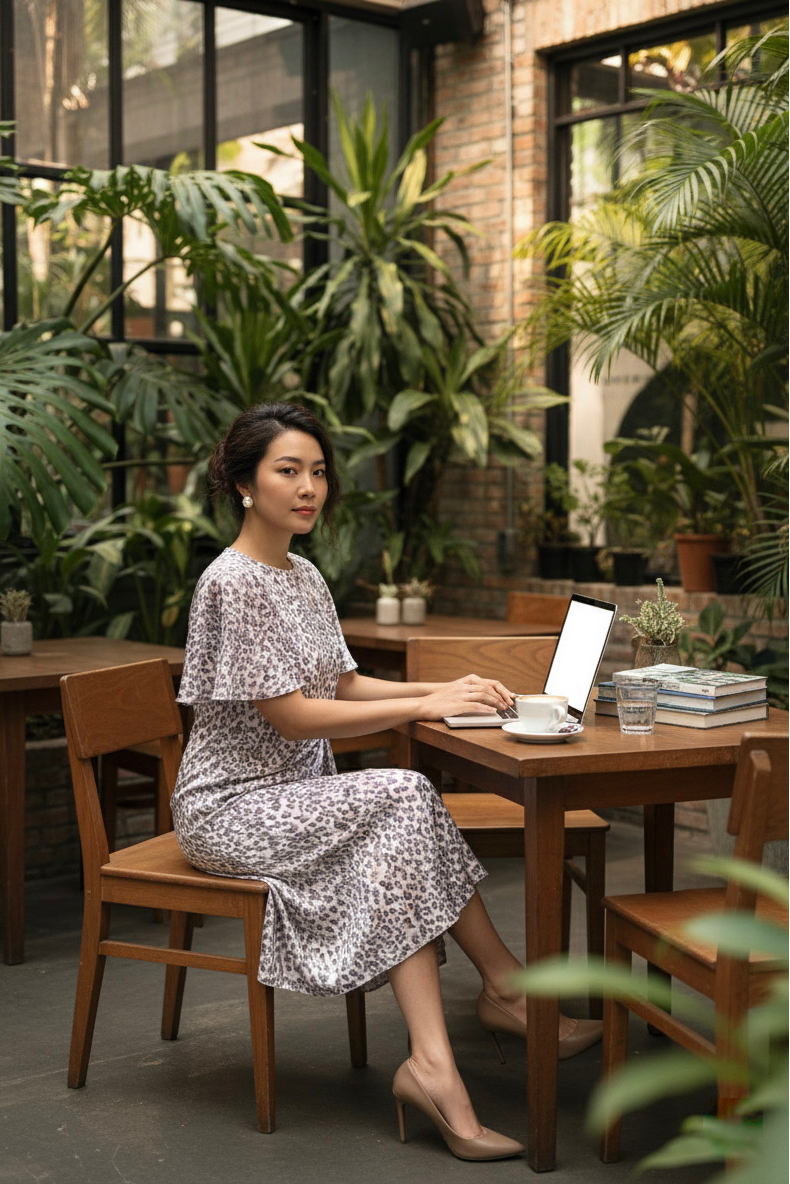 Đầm suông thắt nút da beo thời trang Hity