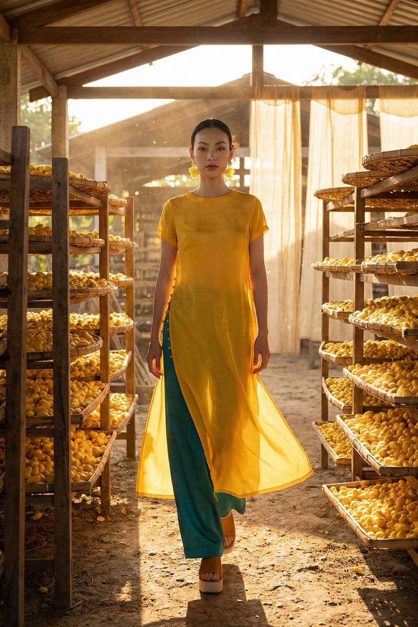 Áo dài suông lụa tơ tằm thời trang Hity