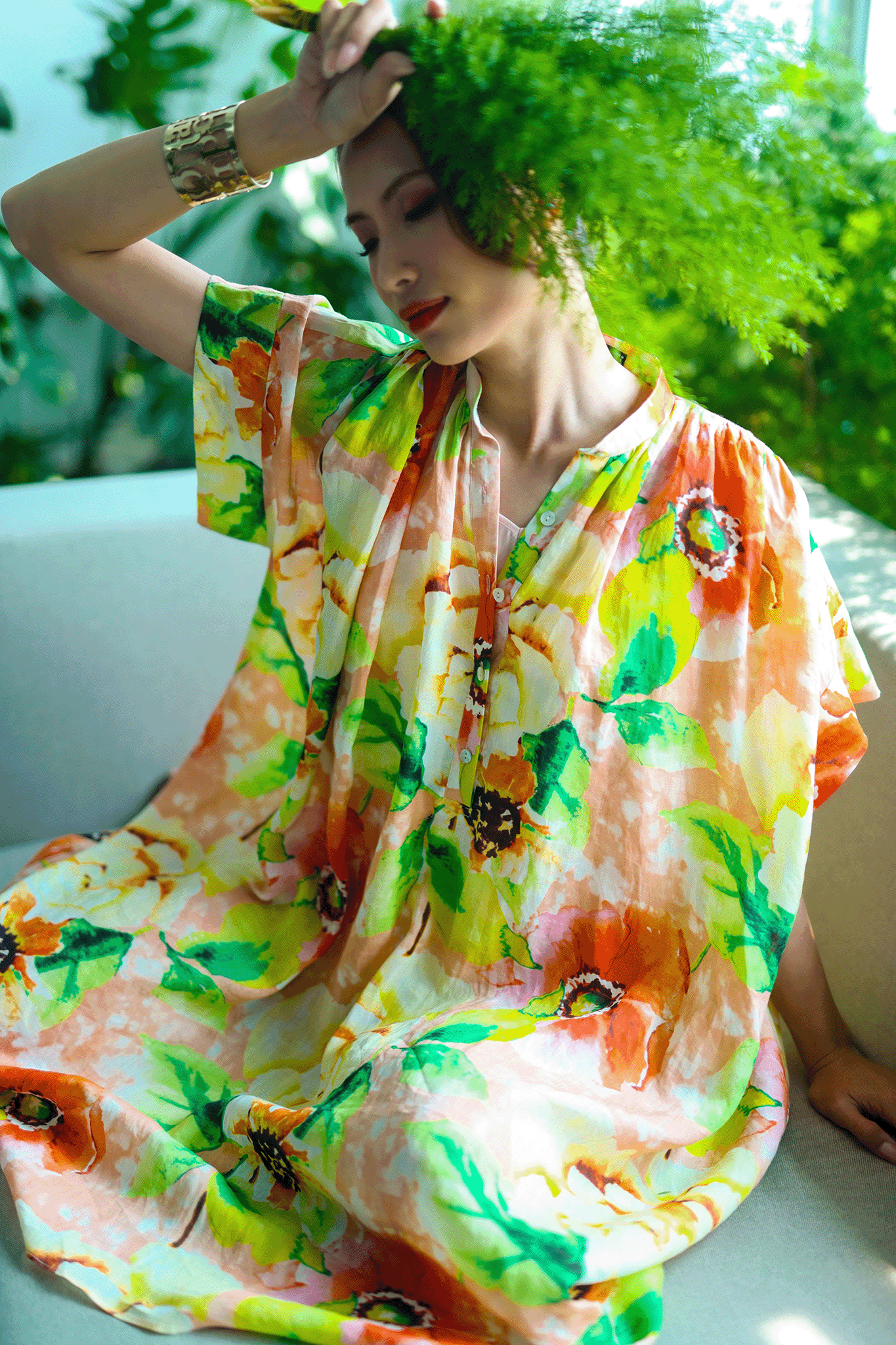 Đầm Suông Oversized Linen Dâm Bụt - Hity
